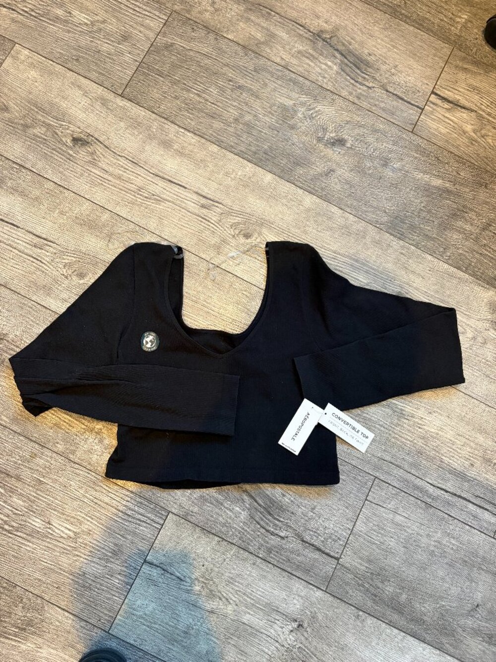 Aeropostale Convertible Top NWT Black Long Sleeves Crop Top Womens XL